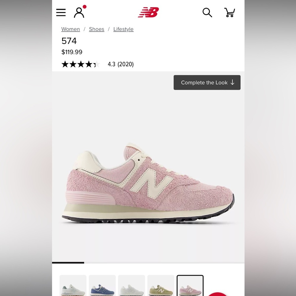 New Balance Women’s 574 Pink Cream Suede Sneakers